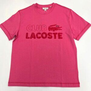 LACOSTE Men's Graphic Print- Pink T-Shirt UNISEX